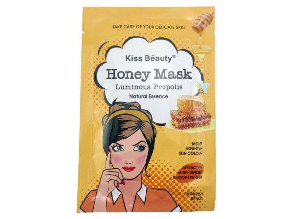 خرید و قیمت ماسک صورت عسل کیس بیوتی Honey Kiss Beauty یک ماسک ورقه ای بسیار با کیفیت برای جوان سازی و لطافت پوست است.